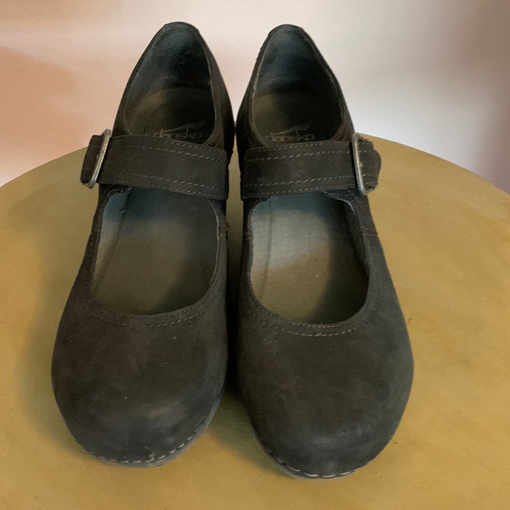 Dansko Black Mary Jane Suede Heels